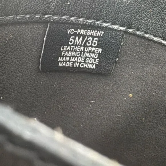 Vince Camuto Knee-High Black Leather Boots Gold Hardware Size 5M Zip - Picture 7 of 10